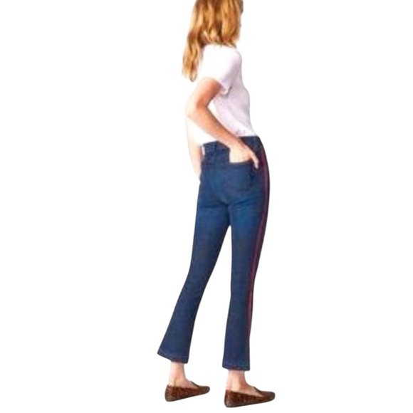 VERONICA BEARD Carolyn 10" Baby Boot Jeans Flare Crop Mid-Rise Stripe Size 25 - Picture 3 of 10